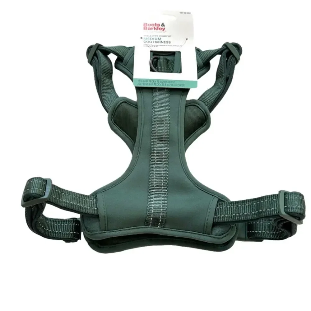 Boots & Barkley Dog Harness Reflective Comfort Green Size Medium Up To 50 Pounds